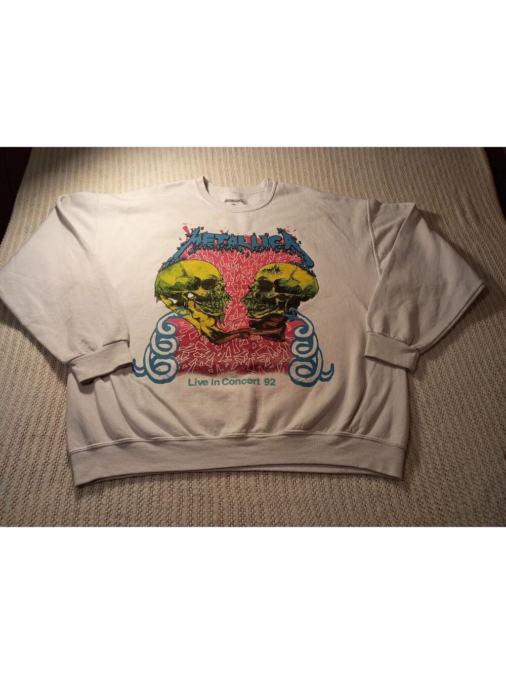 Vintage Metallica Live in Concert 92 White Sweatshirt Size OS